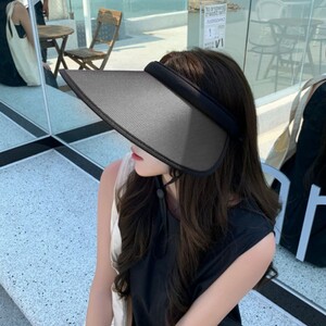 에이지리스에비뉴 여름 굿매치 캐주얼 넓은챙 데일리 썬캡 모자(블랙)